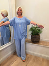 Ava Anica Ruche Top LARGE Pale Denim