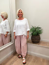 Ava Cotton Mix Parachute Trousers Blush