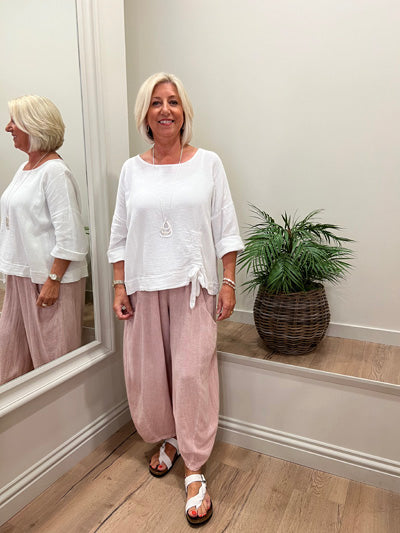 Ava Cotton Mix Parachute Trousers Blush