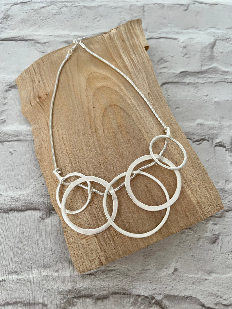 Kira Circles Statement Necklace Silver