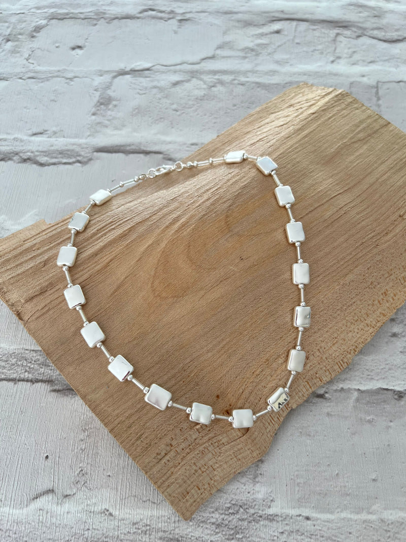Maisie Square Link Necklace Silver