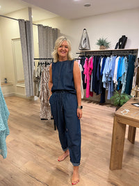 KAFFE KAluise Sleeveless Top Dark Blue Chambray