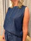 KAFFE KAluise Sleeveless Top Dark Blue Chambray