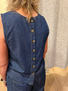 KAFFE KAluise Sleeveless Top Dark Blue Chambray