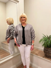 Chloe Linen Bomber Jacket Charcoal