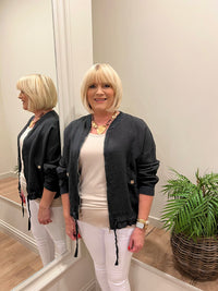 Chloe Linen Bomber Jacket Charcoal