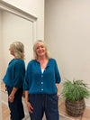 Mohair Round Neck Cardigan Teal