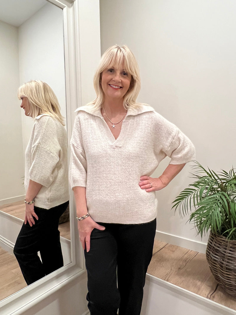 Jona V-Neck Sweater Cream