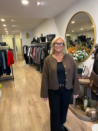 Collarless Teddy Jacket Chocolate