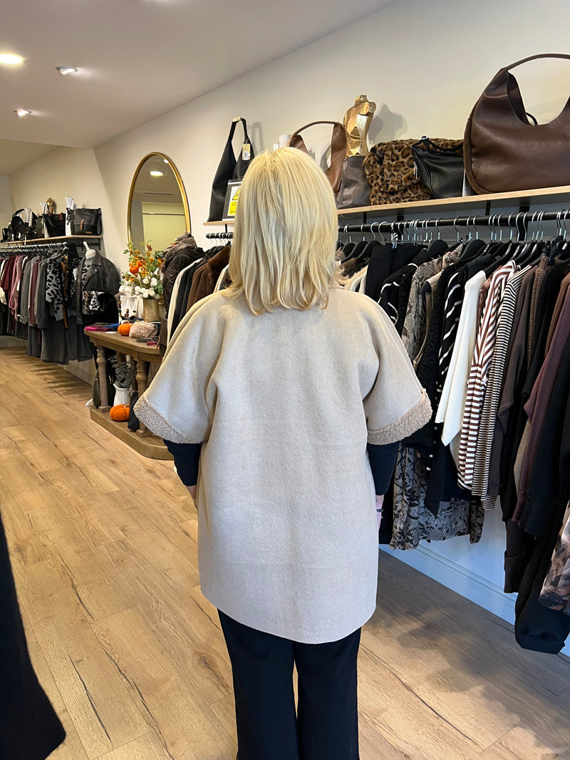 Faux Shearling Gilet Camel-CURVE