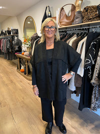 Faux Shearling Gilet Black-CURVE