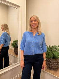 Mohair Round Neck Cardigan Cornflower