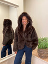 Statement Faux Fur Jacket Chocolate