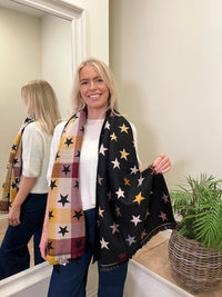 Star Double Sided Scarf Black