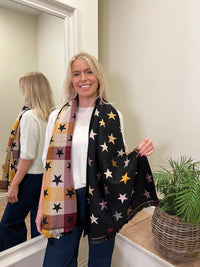 Star Double Sided Scarf Black