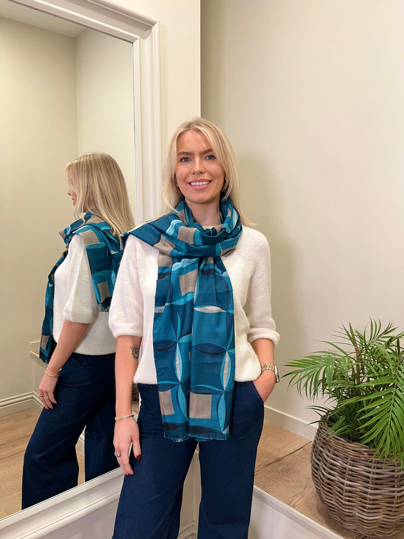 Geo Print Scarf Teal