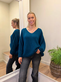 Avril V-Neck Mohair Sweater Teal