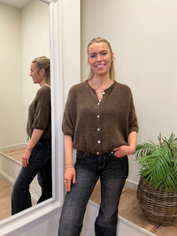 Mohair Round Neck Cardigan Cocoa