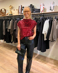 Sparkle Sequin Top Deep Red 8-14