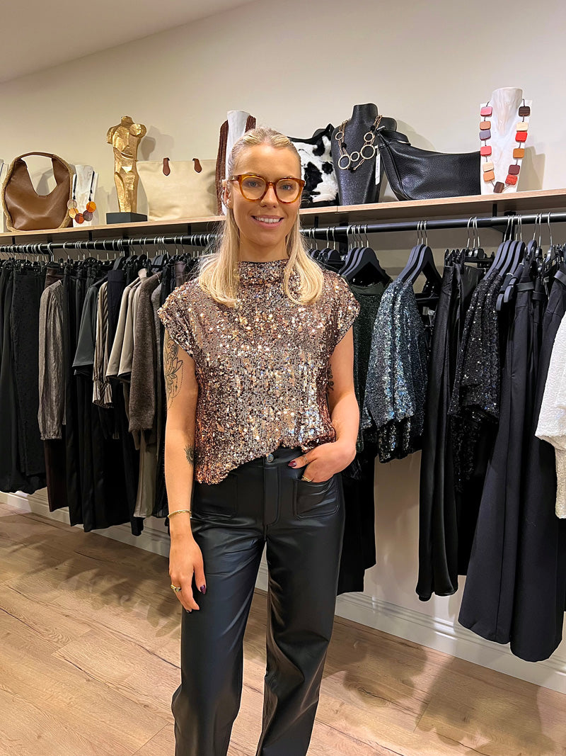 Sparkle Sequin Top Deep Bronze