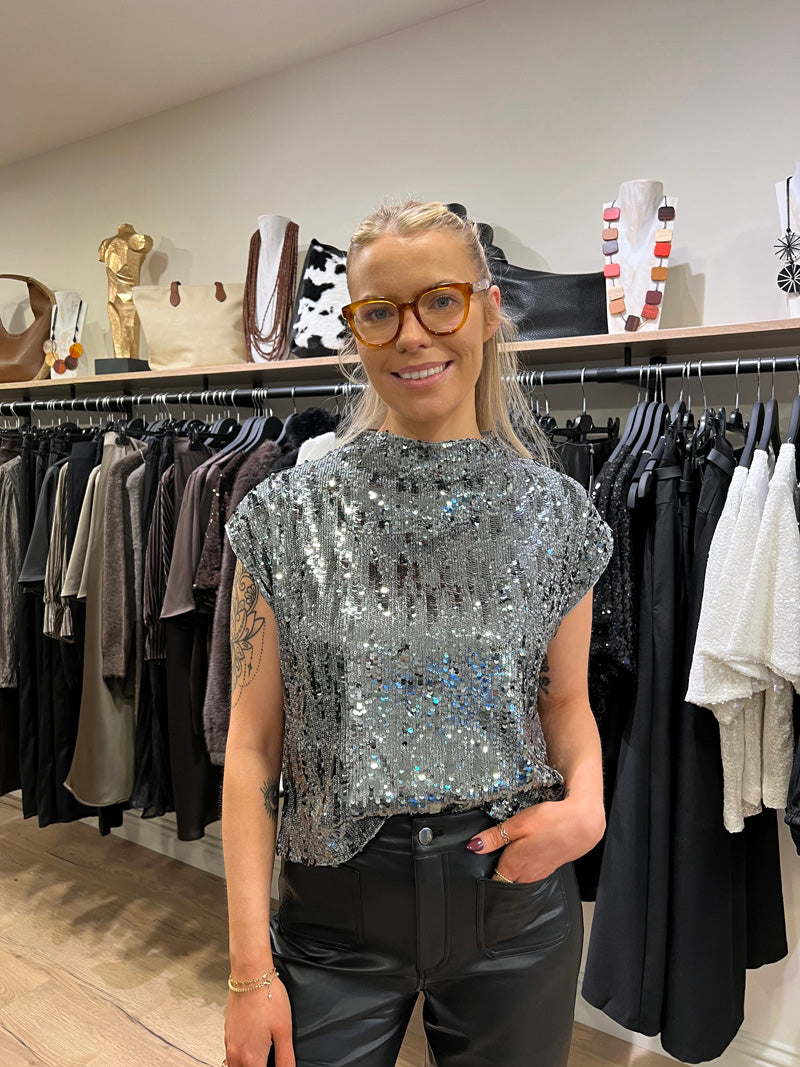 Sparkle Sequin Top Grey 8-14