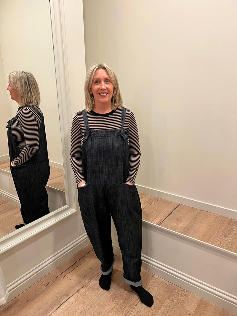 Josie Dungarees Black Denim