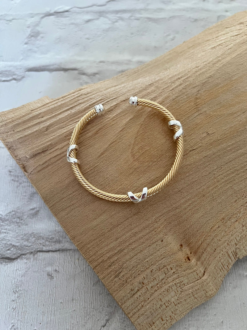 Evie Torque Bangle Gold/Silver