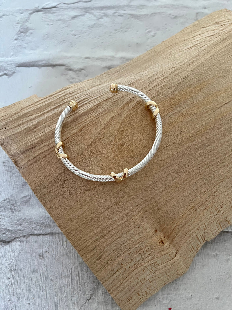 Evie Torque Bangle Silver/Gold