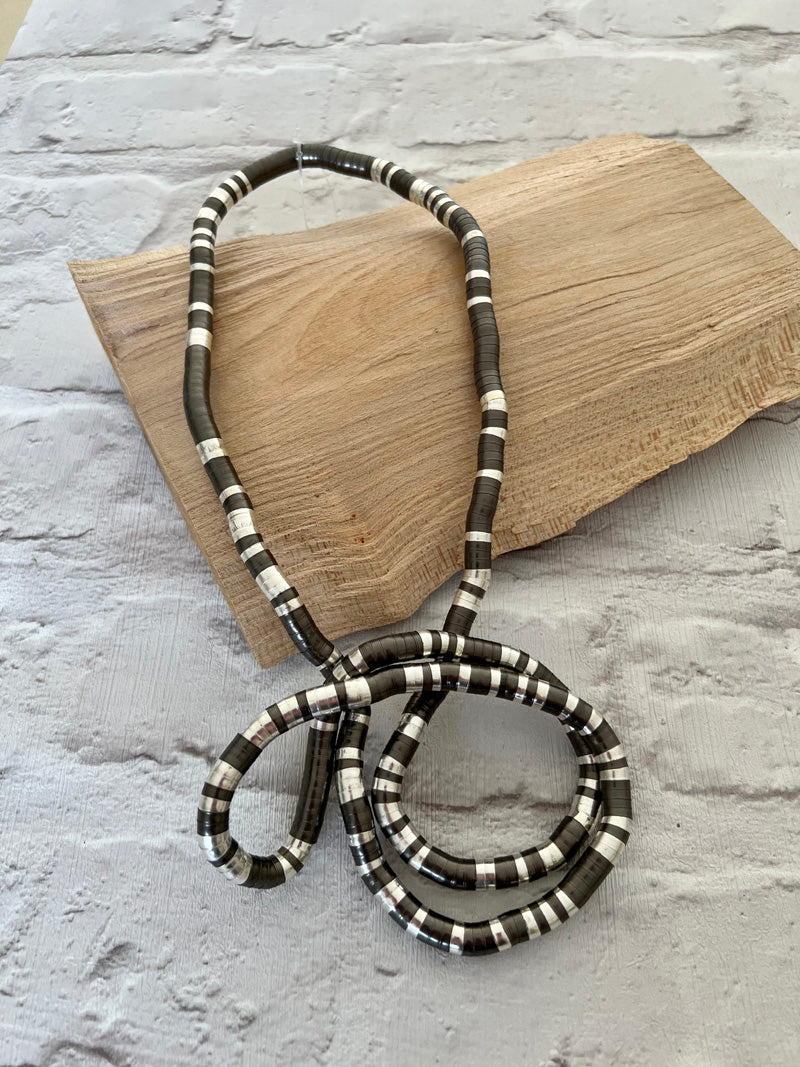 Bendy Statement Necklace Silver/Gunmetal