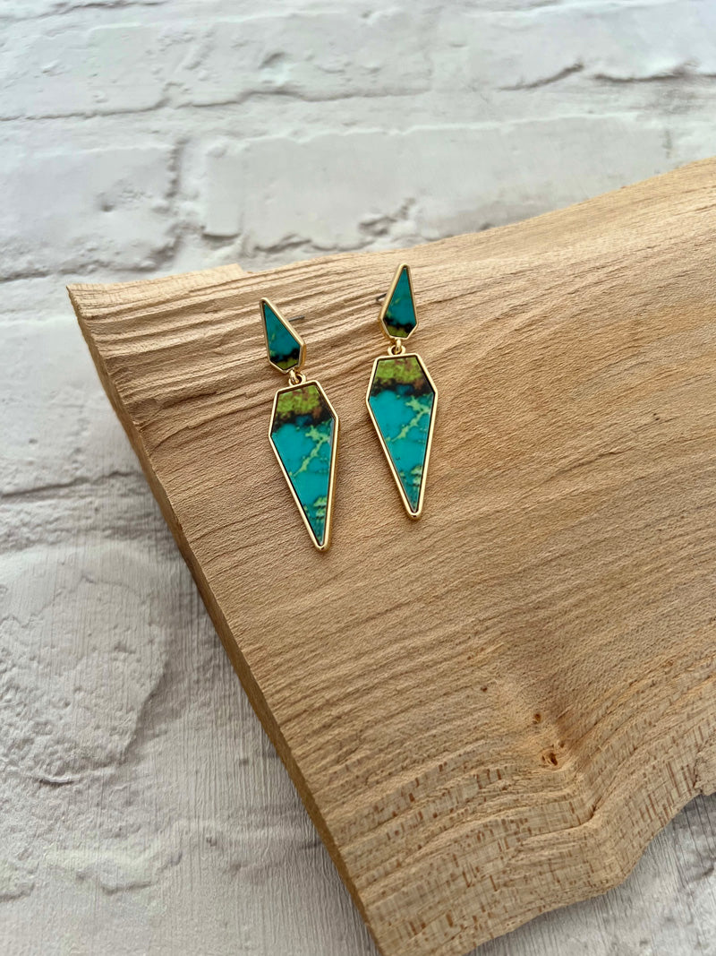 Zanzibar Drop Earrings Gold/Azure
