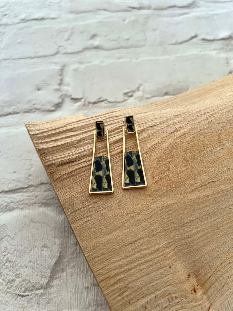 Bali Drop Earrings Gold/Ochre/Black