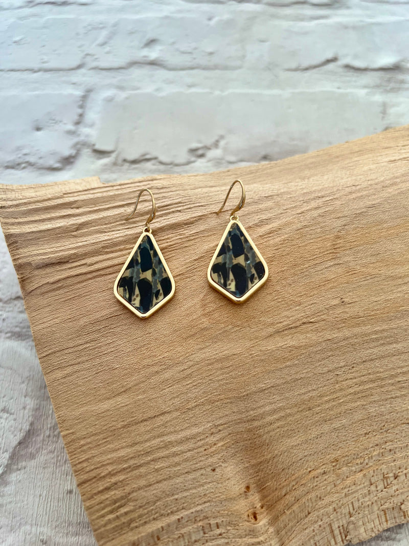 Babylon Drop Earrings Gold/Ochre/Black