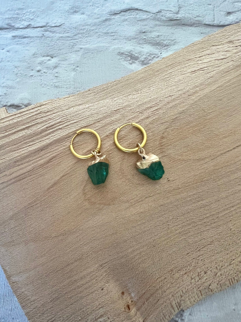 Ophelia Earrings Satin Gold/Green