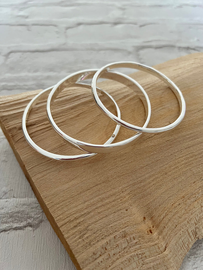 Triple Bangle Set Shiny Silver