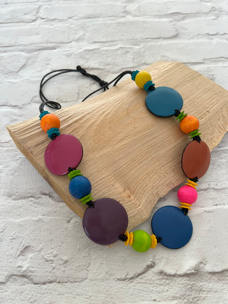 Mahina Wooden Necklace Multi Colour