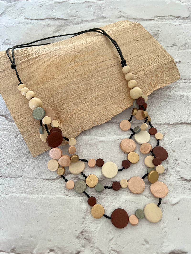 Zelda Wooden Necklace Multi/Stone