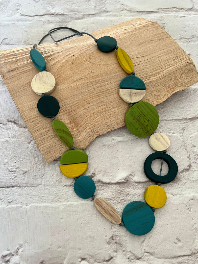Sawyer Wooden Necklace Green/Teal