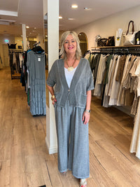 Ava Woven V-Neck Crop Jacket Grey