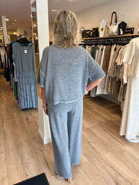 Ava Woven V-Neck Crop Jacket Grey