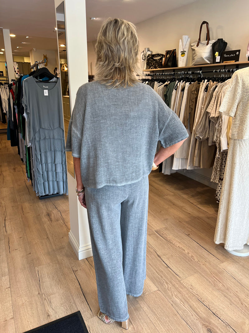 Ava Woven V-Neck Crop Jacket Grey