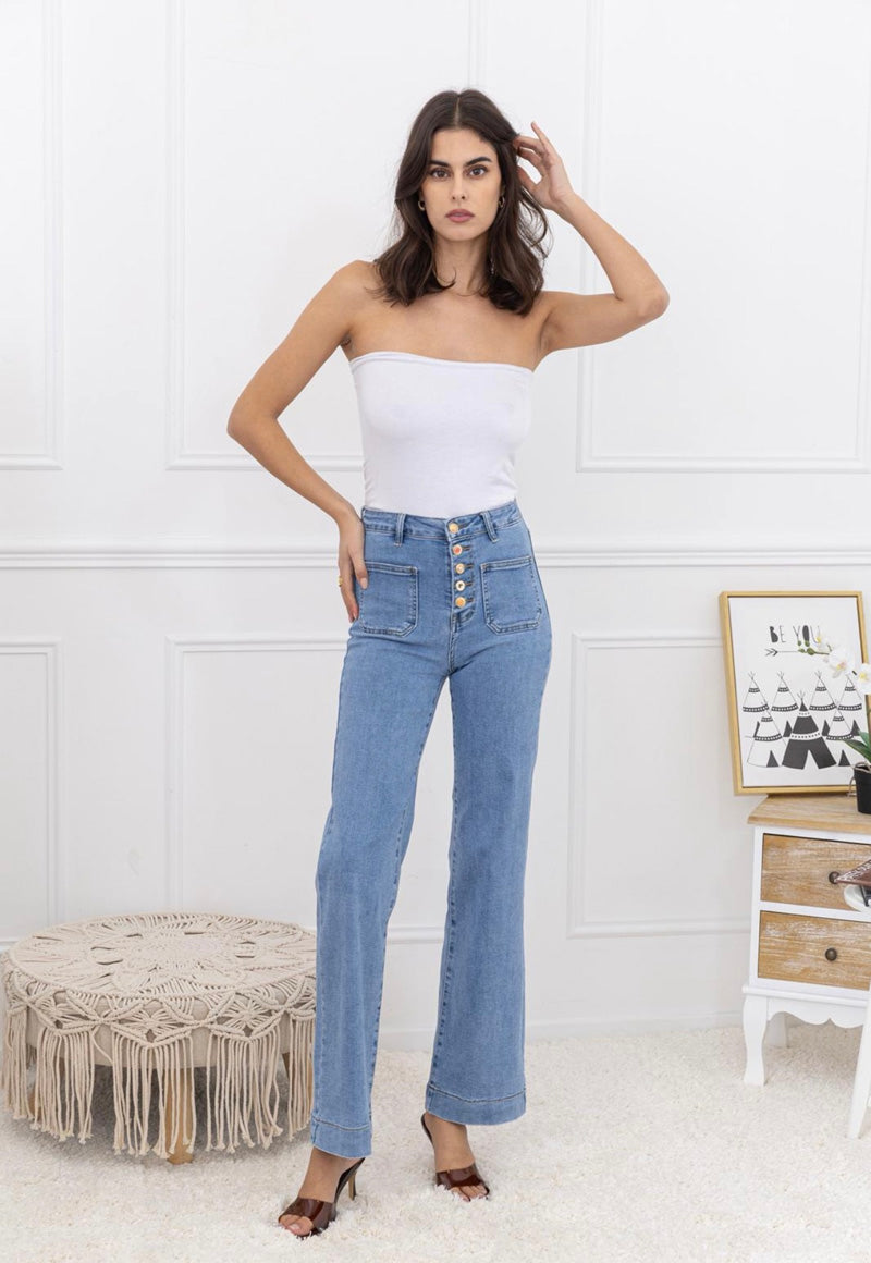 Connie Wide Leg Jeans Pale Denim