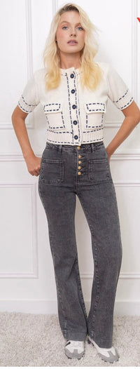 Connie Wide Leg Jeans Stonewash Grey