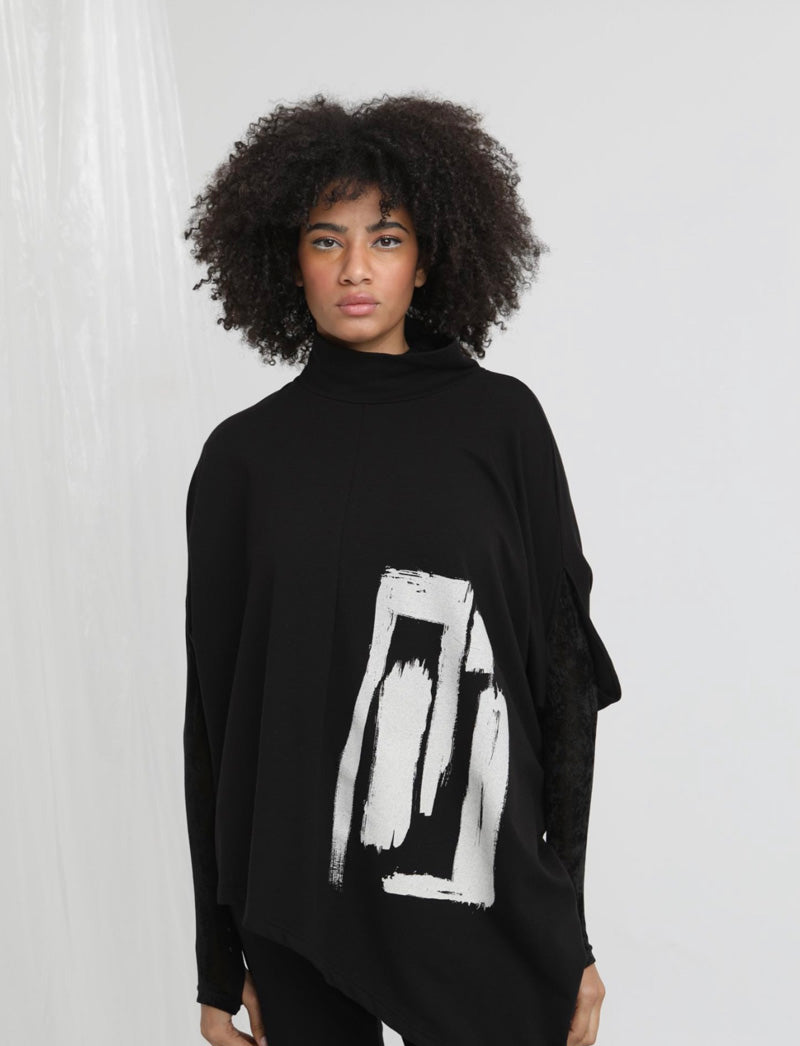 WHISPER Paint Splash Asymmetric Top Black/Vanilla