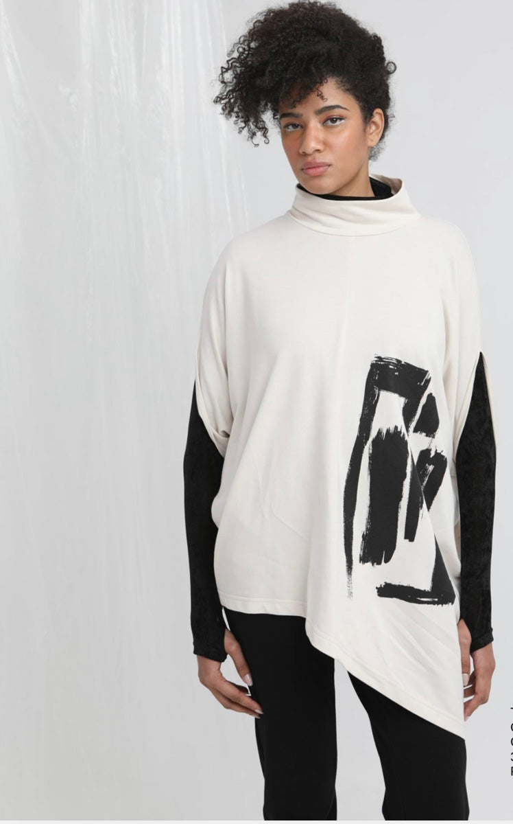 WHISPER Paint Splash Asymmetric Top Vanilla/Black