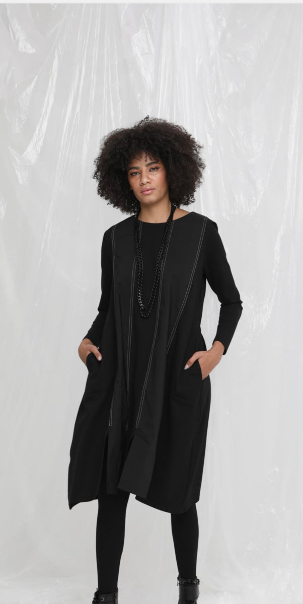 WHISPER Panel Tunic Dress Black