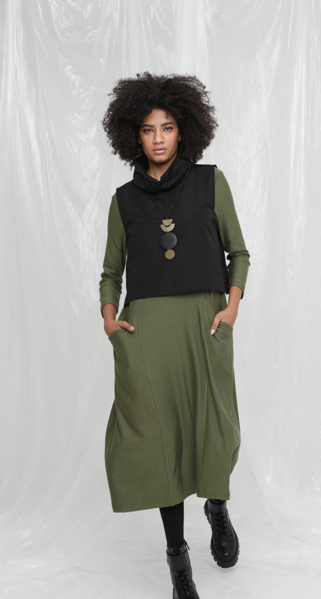 WHISPER 2 Piece Tunic Dress Olive/Black