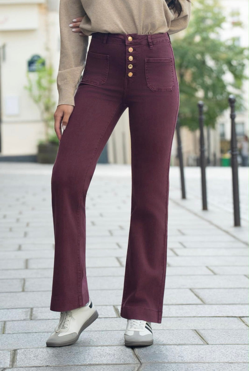Connie Wide Leg Jeans Mulberry