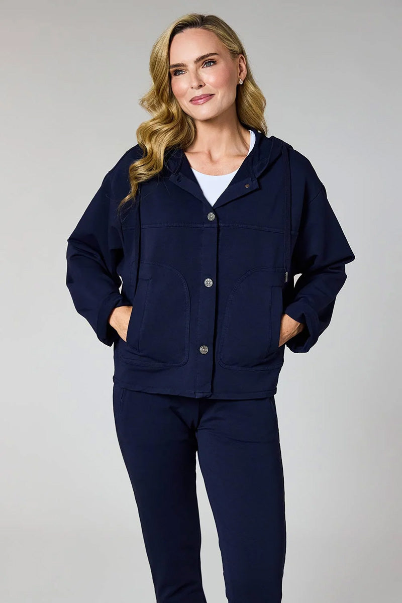 DECK Hooded Jersey Jacket Navy