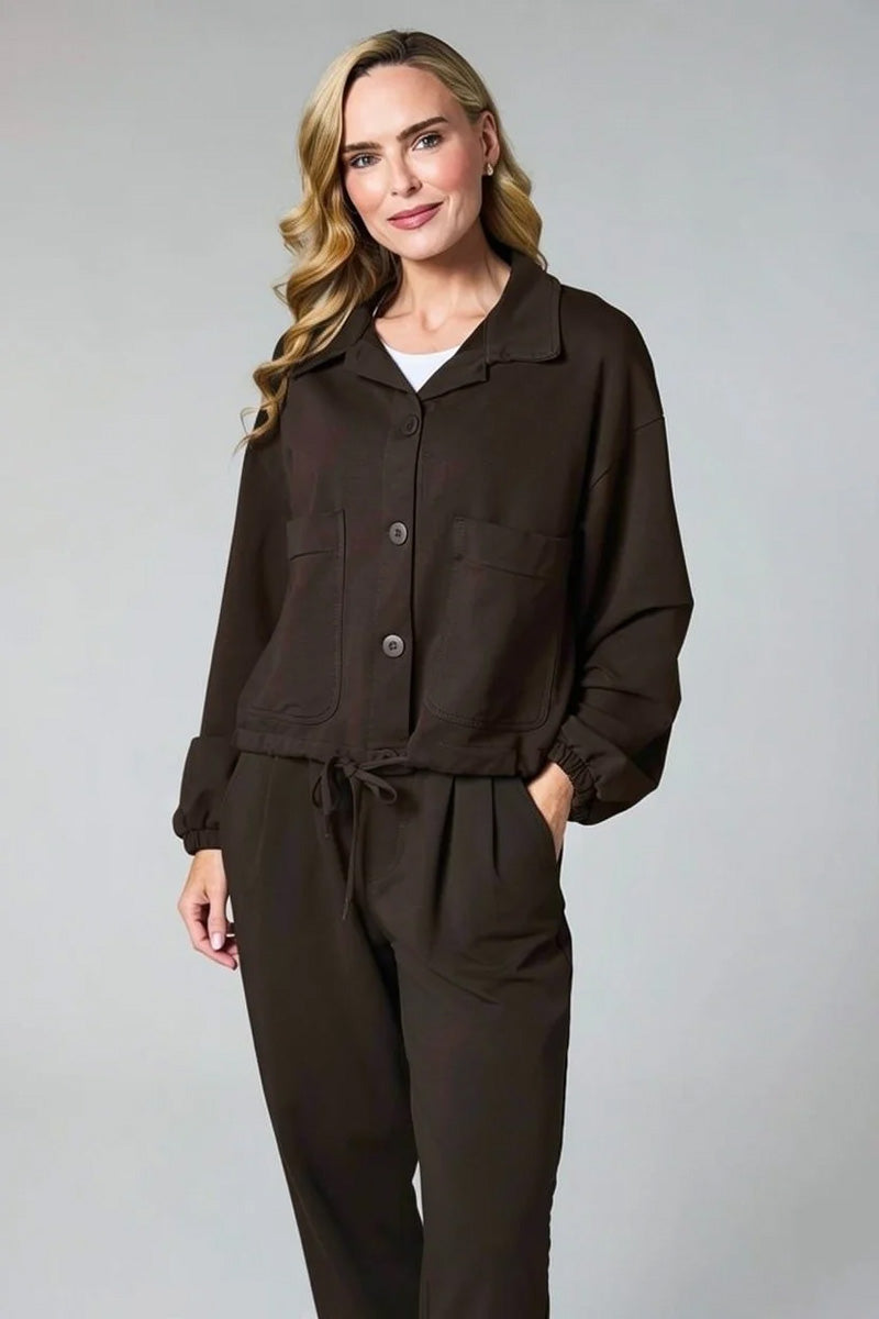 DECK Jersey Drawstring Jacket Chocolate