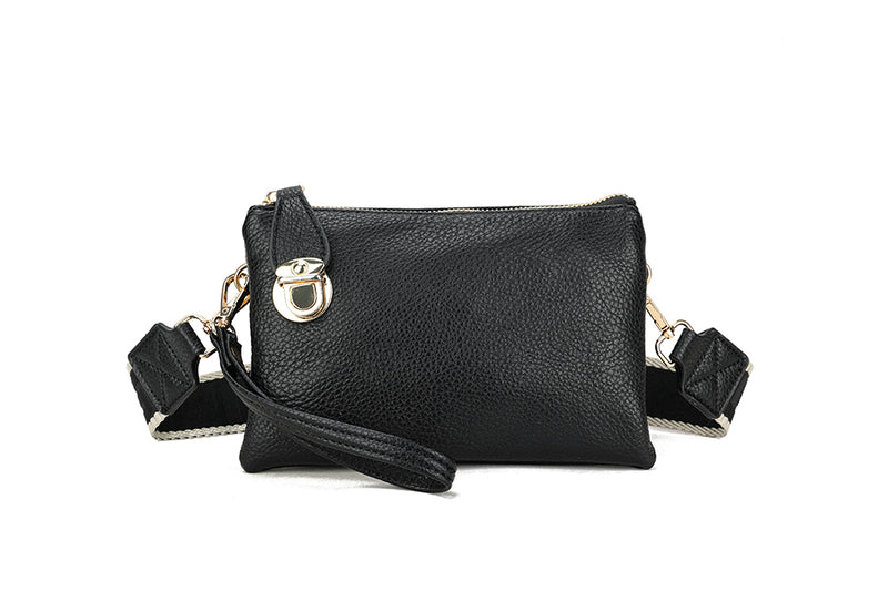 Lacey Crossbody Clutch Handbag With Strap Black